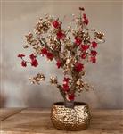 Kunstboom - goud rood - 60cm - voor binnen - incl schaal - Sakura
