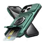 iPhone 14 - Card Slot Hoesje met Kickstand - Grip Socket Magnetische Cover Case - Groen