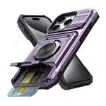 iPhone 13 Pro Max - Card Slot Hoesje met Kickstand - Grip Socket Magnetische Cover Case - Paars