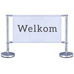 Beurs scherm met banner