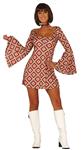Disco 70S Jurk Blauw Rood Dames