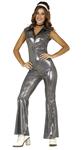 Disco 70S Jumpsuit Zilver Dames Holografisch