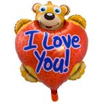 Hart Helium Ballon Rood Leeg I Love You Teddybeer 80cm
