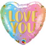 Folieballon 'Love You' Ombre & Hartjes - 45cm