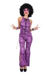 Disco 70S Jumpsuit Paars Dames Panterprint