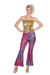 Hippie 60S Broek Paars Roze Dames Glitter