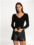 Trui lange mouwen splitten en knopen 232-Maya Black