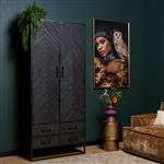 Kabinet New York | Zwart Visgraat| 90x200x45 cm