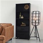 Boekenkast Chili 70x45x185 cm| Zwart Mangohout| Zwart Metaal