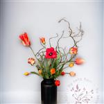 Kunst tulpen boeket - rood oranje tinten