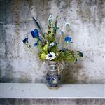Boeket zijden kunst bloemen - blauw - 55cm