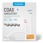 Technetix Connectionset F/IEC 1,5meter + 4 x F/IEC adapter - Ziggo geschikt