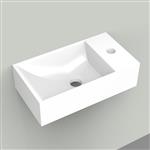 Fontein Arcqua Marble Free 40x22x12 cm Kraangat Rechts Zonder Overloop Glanzend Wit