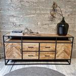 Dressoir Jax Visgraat | Mangohout / Staal | 200 cm