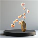 Vaas compleet met kunst bloesemtak - peach
