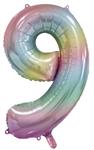 9 Jaar Helium Ballon Regenboog Pastel Leeg 86cm