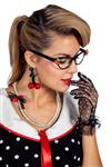 Set Rockabilly (bril/handschoenen/ketting/oorbel)