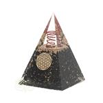 Orgoniet piramide toermalijn bloem des levens -  5 x 5 x 8 cm