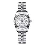 Luxe Elegant Horloge voor Dames - Modieus Kwarts Uurwerk Roestvrij Staal - Zilver Wit