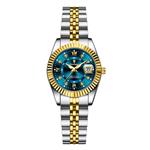 Luxe Elegant Horloge voor Dames - Modieus Kwarts Uurwerk Roestvrij Staal - Goud Blauw