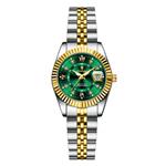 Luxe Elegant Horloge voor Dames - Modieus Kwarts Uurwerk Roestvrij Staal - Goud Groen
