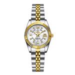 Luxe Elegant Horloge voor Dames - Modieus Kwarts Uurwerk Roestvrij Staal - Goud Wit