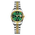 Luxe Elegant Horloge voor Dames - Modieus Kwarts Uurwerk Roestvrij Staal - Goud Groen