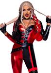 Harley Quinn Catsuit Rood Zwart Dames Leg Avenue