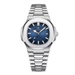 Luxe Zakelijk Horloge voor Heren - Waterdicht Kwarts Uurwerk Roestvrij Staal - Zilver Blauw