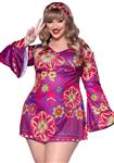 Hippie 60S Jurk Paars Roze Dames Leg Avenue