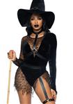 Halloween Kostuum Zwart Dames Bodysuit Tovenares Leg Avenue