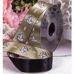 Glanzend Chiq Lint met Love & Peace Duiven - Antique Goud Bedrukte Kant (20m) Antique goud bedrukte 