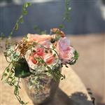 Vaas compleet met kunstrozen - kunstbloemen