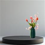 Kunst tulpen - kunstbloemen - compleet in vaas - peach kleurig