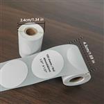 Thermische labels, WIT  ROND 40mm Stickers Labels Thermal voor diverse printers/ rol 100 labels M110