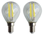 E14 kogellamp G45 2 stuks | LED 4W=40W gloeilamp | daglichtwit filament 6500K | 230V