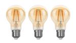 Gloeilamp E27 3-staps-dimbaar 3 stuks | A60 LED 6W=60W halogeen verlichting | amber glas - warmwit f