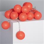 Lichtsnoer 20 x lamp rood | katoenlook | 2 AA batterijen