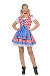 Rood Wit Blauwe Dirndl Jurk Oktoberfest Dames Geblokt 2 delig