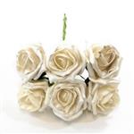 Foam Roos Princess - Kleurvast - Pearl White Crème - 6 cm - Bundel van 6 foamrozen