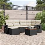 vidaXL 7-delige Loungeset met kussens poly rattan zwart