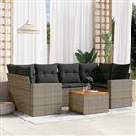 vidaXL 7-delige Loungeset met kussens poly rattan grijs