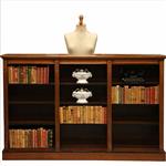 Lage en brede open-boekenkast noten met zwarte accenten ca 1880 (No.260610)