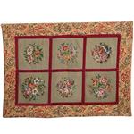Wandkleed 6 verschillende carrés met bloemen in kader van floraal tapisserie (No.262105)