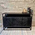 Dressoir Jax Black Edition |150x45x90 cm | Zwart Visgraat