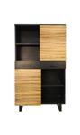 Wandkast Lille | 2 Deur 2 La | 110x45x190 | Zwart Metaal | Naturel Acacia