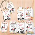 Bloemenkaartjes Thank You for Celebrating with Us - Koeien - Set van 50 - Cadeaulabels met Touwtje c
