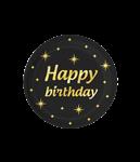 Happy Birthday Borden Zwart Goud 23cm 8st