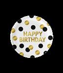 Happy Birthday Borden Zwart Goud Stippen 23cm 8st