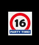 16 Jaar Servetten Verkeersbord 10,5cm 16st